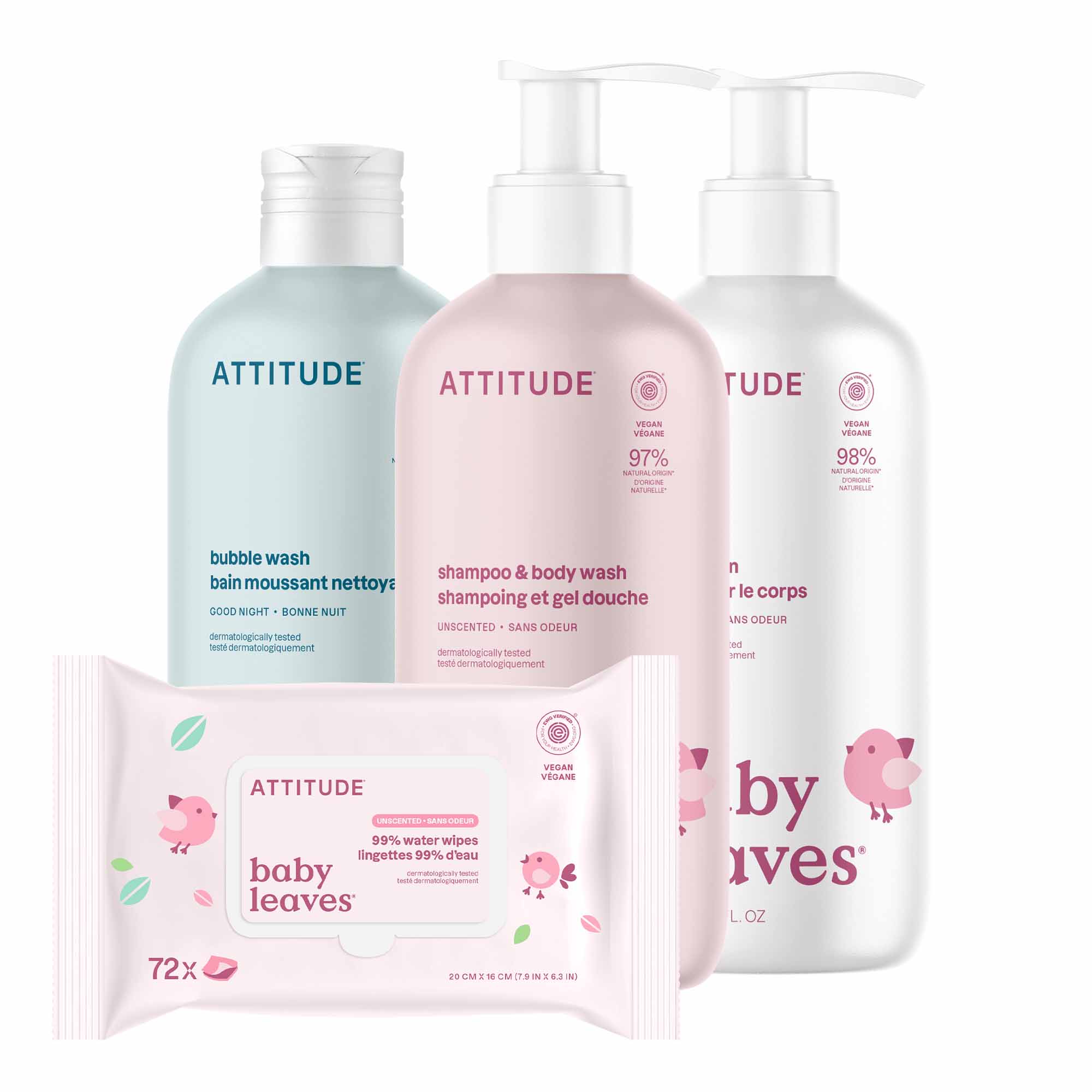 attitude-baby-leaves-babypflegeset-duftfrei-4-teilig-neugeborene image 1
