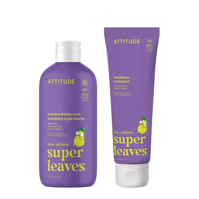 attitude-little-leaves-kids-shower-duo-vanille-birne-2er-set image 1