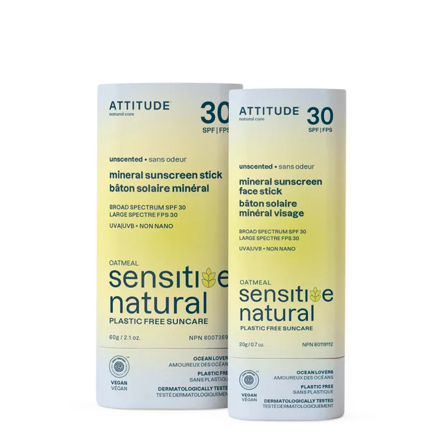 attitude-sensitive-sonnencreme-stick-lsf-30-duo-gesicht image 1