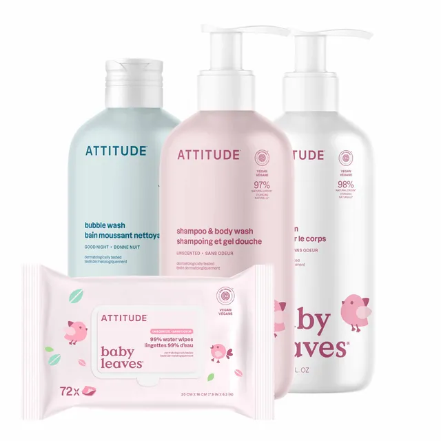 attitude-baby-leaves-babypflegeset-duftfrei-4-teilig-neugeborene image 1